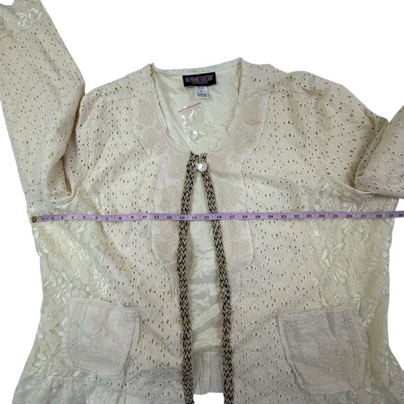 NEW Pyramid Collection Boho Lace eyelet Cardigan Jacket Women 3X Cream NWOT - Picture 11 of 13